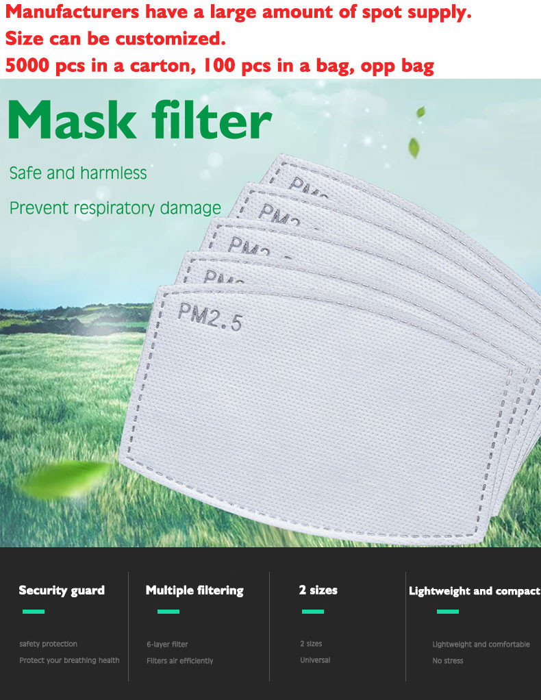 Pm2.5 Filter Insert - Filtr do maseczki PM2.5, bezpieczny, wielowarstwowy,